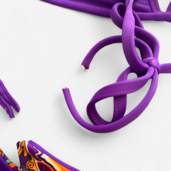 skimpy swimwear Boho Paisley Bikini Set | Orange + Purple Y2K Festival small - Picture 8 of 8